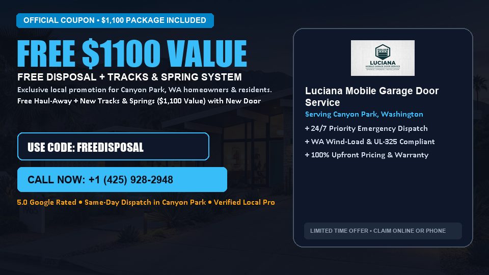 FREE Old Door Haul-Away & Heavy-Duty Tracks in Canyon Park, WA - Luciana Mobile Garage Door Service