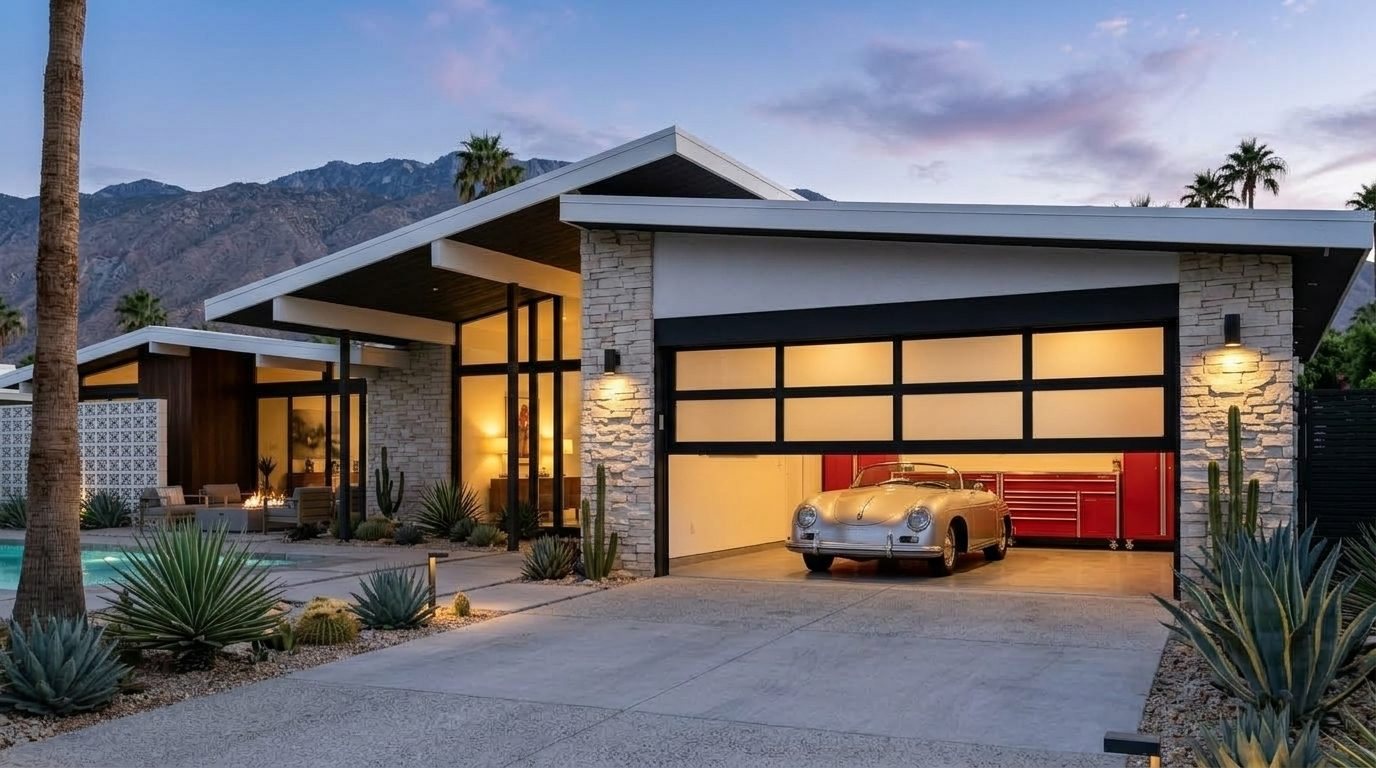 Luciana Mobile Garage Door Service Garage Door Gliding Open Revealing Warm Illuminated Interior